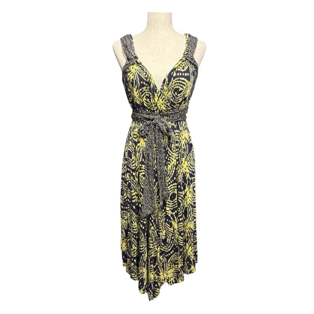 Anthropologie C. Keer Yellow and Navy Sleeveless Dress Size Small SS0865